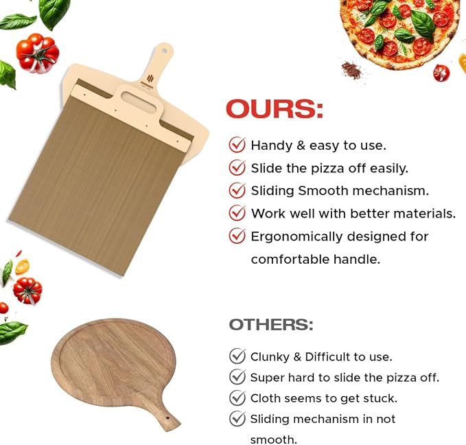 The PizzaPerfecto™ - Wooden Sliding Pizza Tray